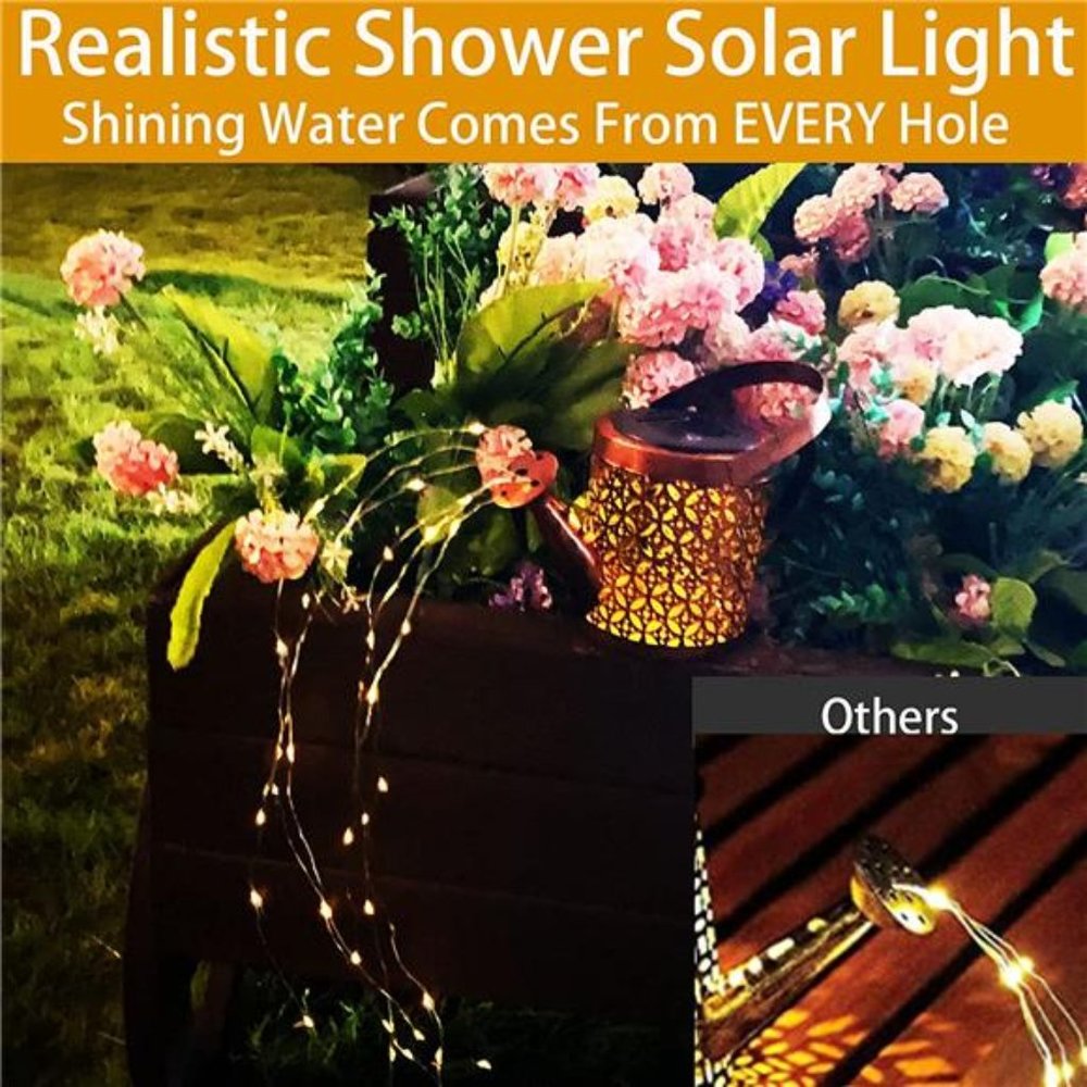 Solar Lanterns Outdoor Waterproof, Metal Watering Can Sun Garden Decor, Large - Picture 4 of 6